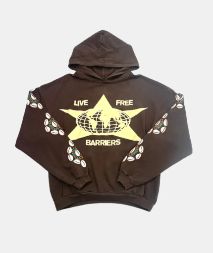 Barriers Live Free Hoodie Brown Pre-Owned